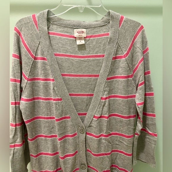 Mossimo Gray and Pink Striped Women's Sweater - Picture 2 of 4